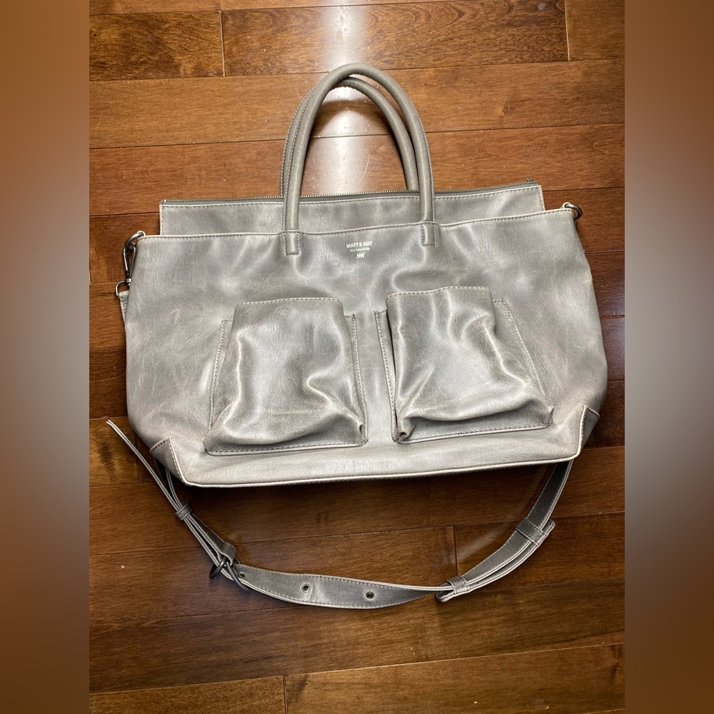 Matt & Nat Laptop Bag Vegan Purse Grey Large